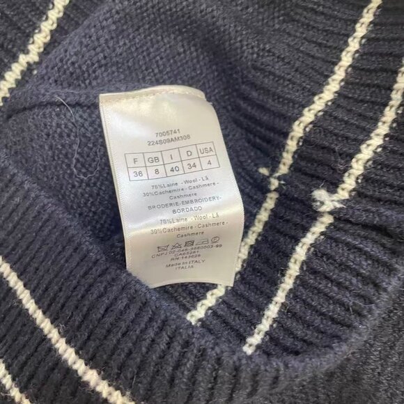 Christian Dior Short-Sleeved Sweater Navy Blue Cashmere and Wool Knit - Picture 14 of 14